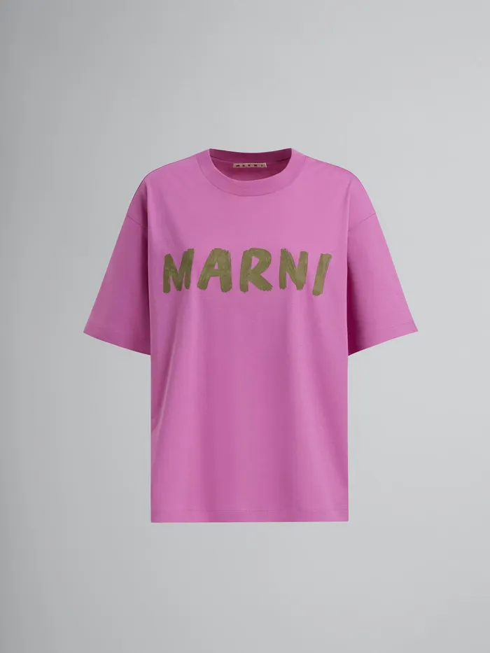 Marni Pink Logo Print Bio Jersey Tshirt Crocus Womens Sweatshirts and TShirts Marni Pink Logo Print Bio Jersey Tshirt Crocus Womens Sweatshirts and TShirts