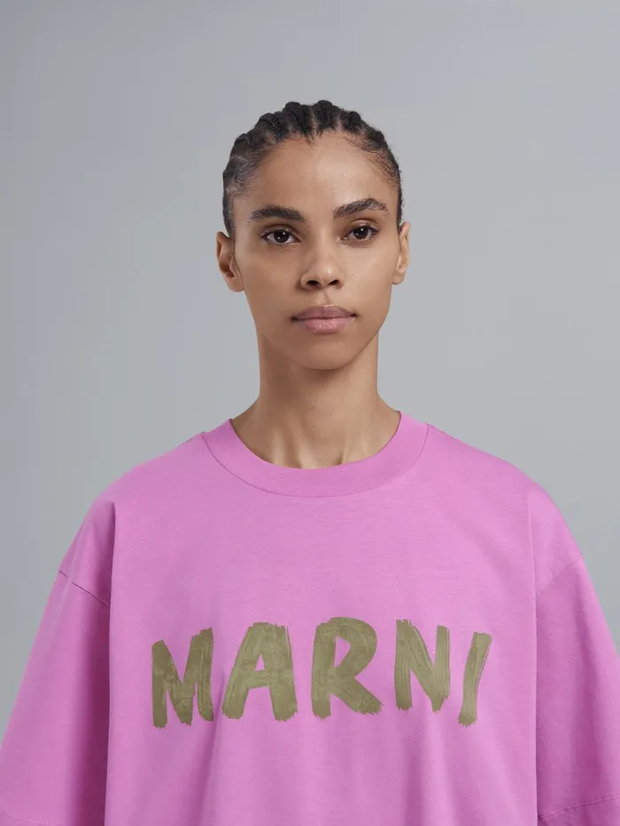 Marni Pink Logo Print Bio Jersey Tshirt Crocus Womens Sweatshirts and TShirts Marni Pink Logo Print Bio Jersey Tshirt Crocus Womens Sweatshirts and TShirts
