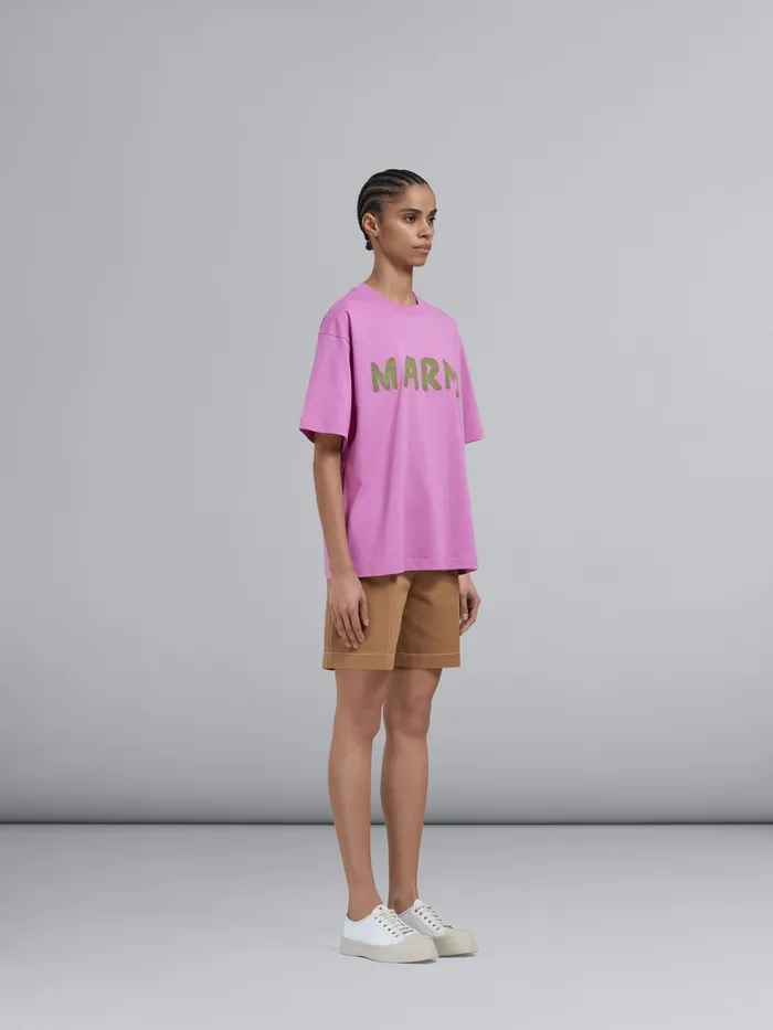 Marni Pink Logo Print Bio Jersey Tshirt Crocus Womens Sweatshirts and TShirts Marni Pink Logo Print Bio Jersey Tshirt Crocus Womens Sweatshirts and TShirts