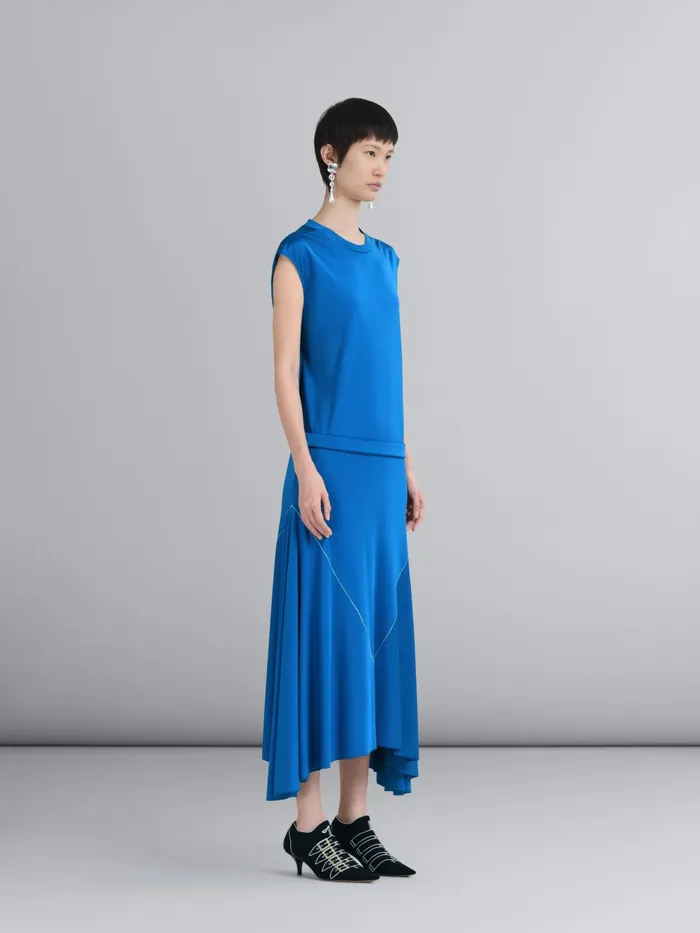 Marni Viscose Jersey Long Top Royal Womens Tops and Shirts Marni Viscose Jersey Long Top Royal Womens Tops and Shirts