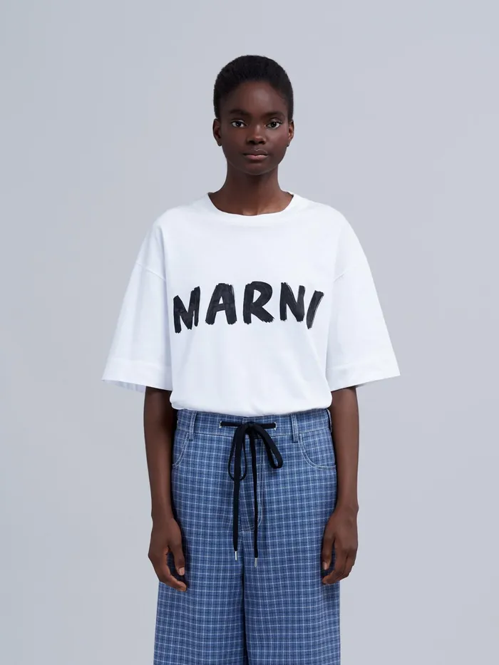 Marni White Logo Print Bio Jersey Tshirt Lily White Womens Sweatshirts and TShirts Marni White Logo Print Bio Jersey Tshirt Lily White Womens Sweatshirts and TShirts