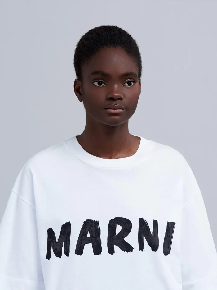 Marni White Logo Print Bio Jersey Tshirt Lily White Womens Sweatshirts and TShirts Marni White Logo Print Bio Jersey Tshirt Lily White Womens Sweatshirts and TShirts