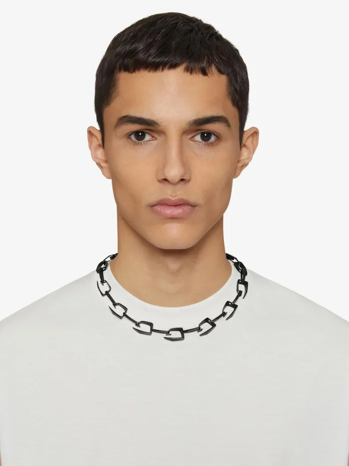 Medium Giv Cut Necklace In Metal And Enamel Black Men Givenchy Jewelry
