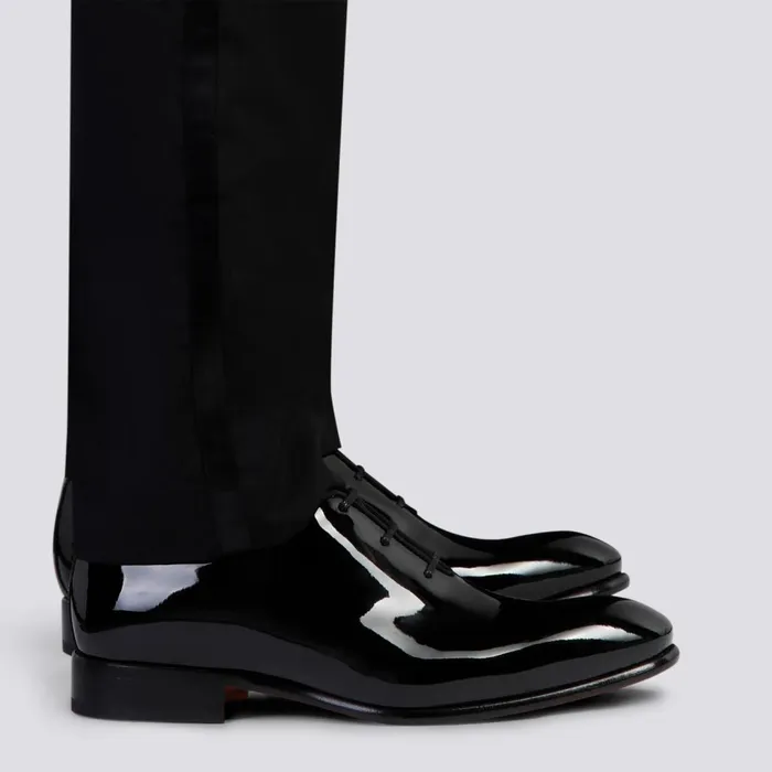 Men Black Patent Leather Oxford Shoe Santoni LaceUps