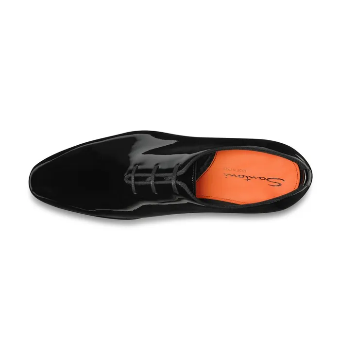 Men Black Patent Leather Oxford Shoe Santoni LaceUps