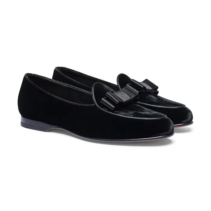 Men Black Velvet Andrea Loafer Santoni Loafers