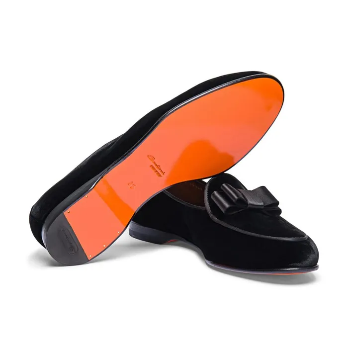 Men Black Velvet Andrea Loafer Santoni Loafers