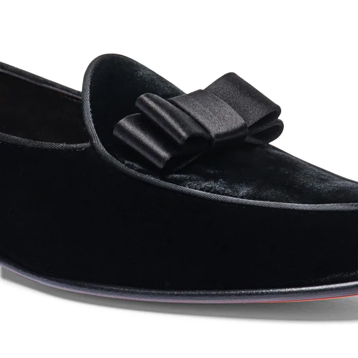 Men Black Velvet Andrea Loafer Santoni Loafers