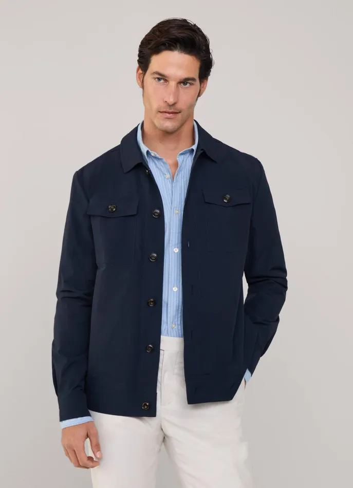 Men Coats and Jackets Faonnable Buttoned Closure Overshirt Marine Blue Men Coats and Jackets Faonnable Buttoned Closure Overshirt Marine Blue