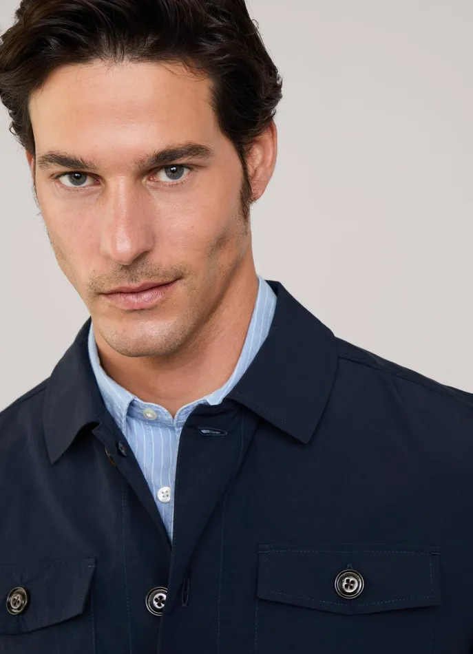 Men Coats and Jackets Faonnable Buttoned Closure Overshirt Marine Blue Men Coats and Jackets Faonnable Buttoned Closure Overshirt Marine Blue