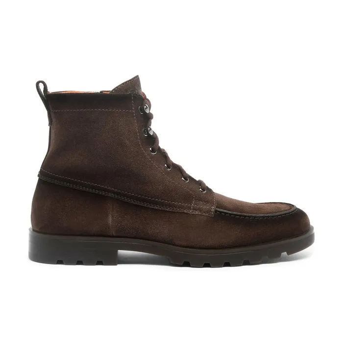 Men Dark Brown Suede Ankle Boot Santoni Boots