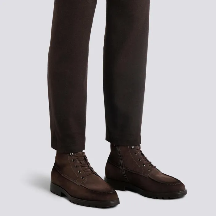 Men Dark Brown Suede Ankle Boot Santoni Boots