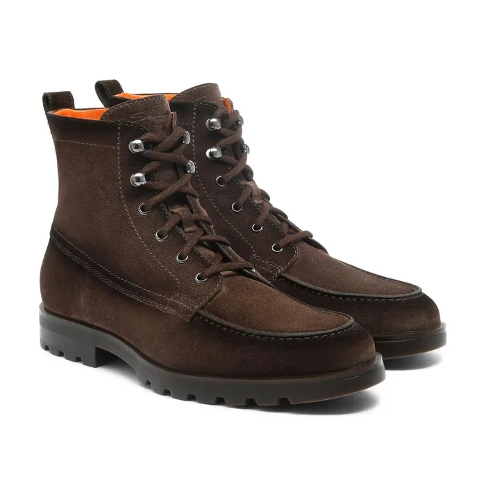 Men Dark Brown Suede Ankle Boot Santoni Boots