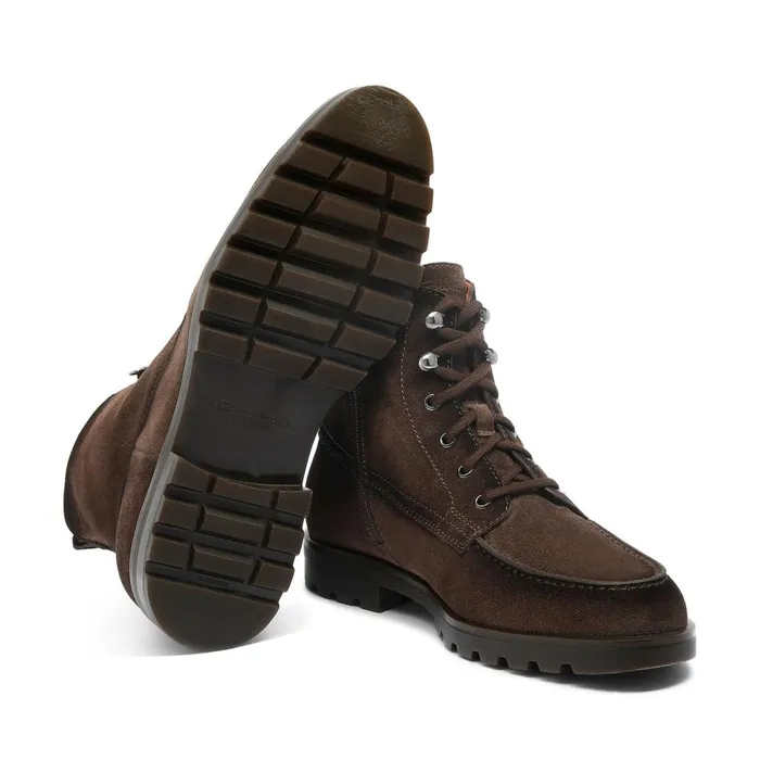 Men Dark Brown Suede Ankle Boot Santoni Boots