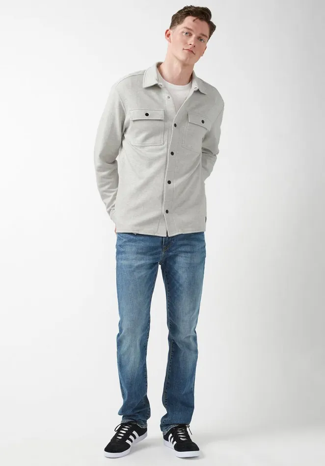 Men Fabion Light Heather Grey Men039s Shirt Jacket Light Heather Grey Buffalo David Bitton Jackets