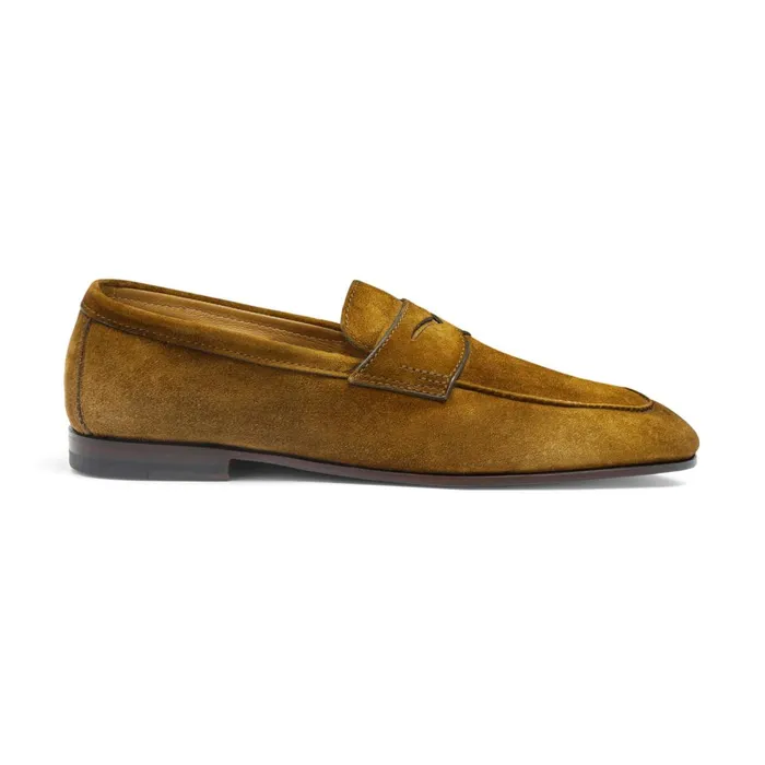 Men Green Suede Carlo Loafer Santoni Loafers