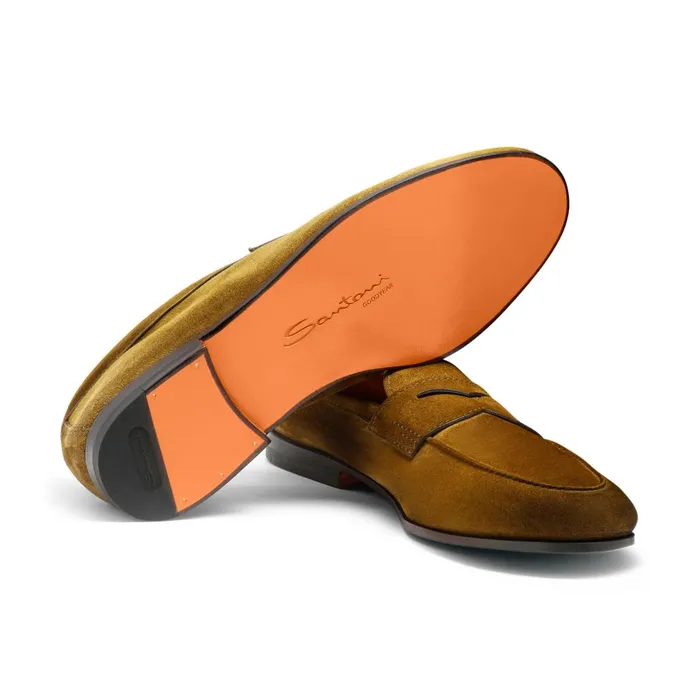 Men Green Suede Carlo Loafer Santoni Loafers