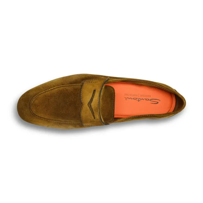 Men Green Suede Carlo Loafer Santoni Loafers