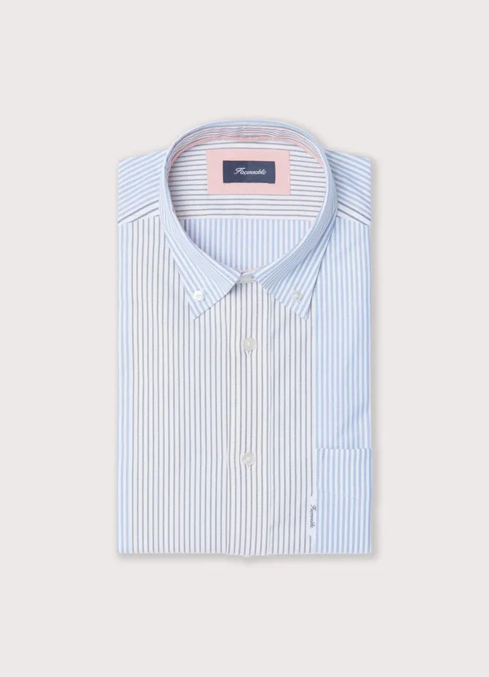 Men Iconic Shirts Faonnable Regular Fit Bayadere Striped Oxford Shirt Multi