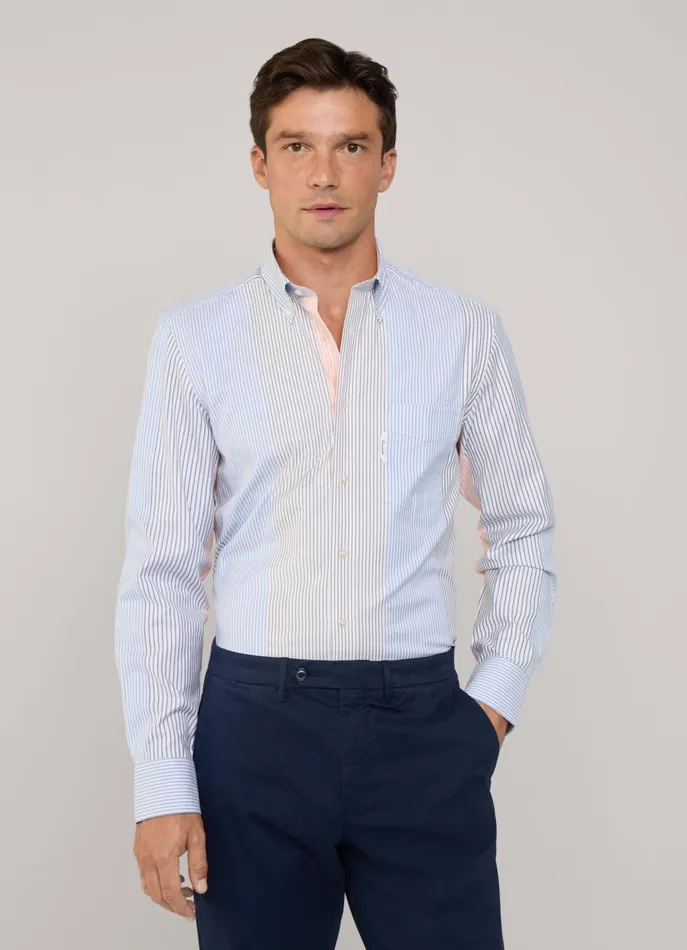 Men Iconic Shirts Faonnable Regular Fit Bayadere Striped Oxford Shirt Multi