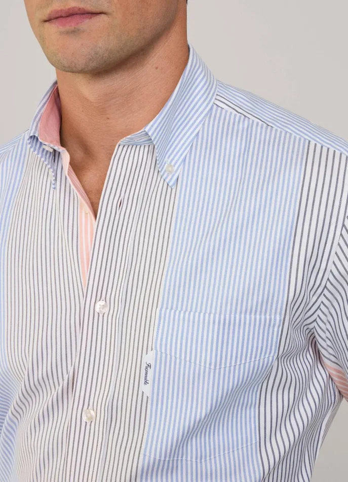 Men Iconic Shirts Faonnable Regular Fit Bayadere Striped Oxford Shirt Multi