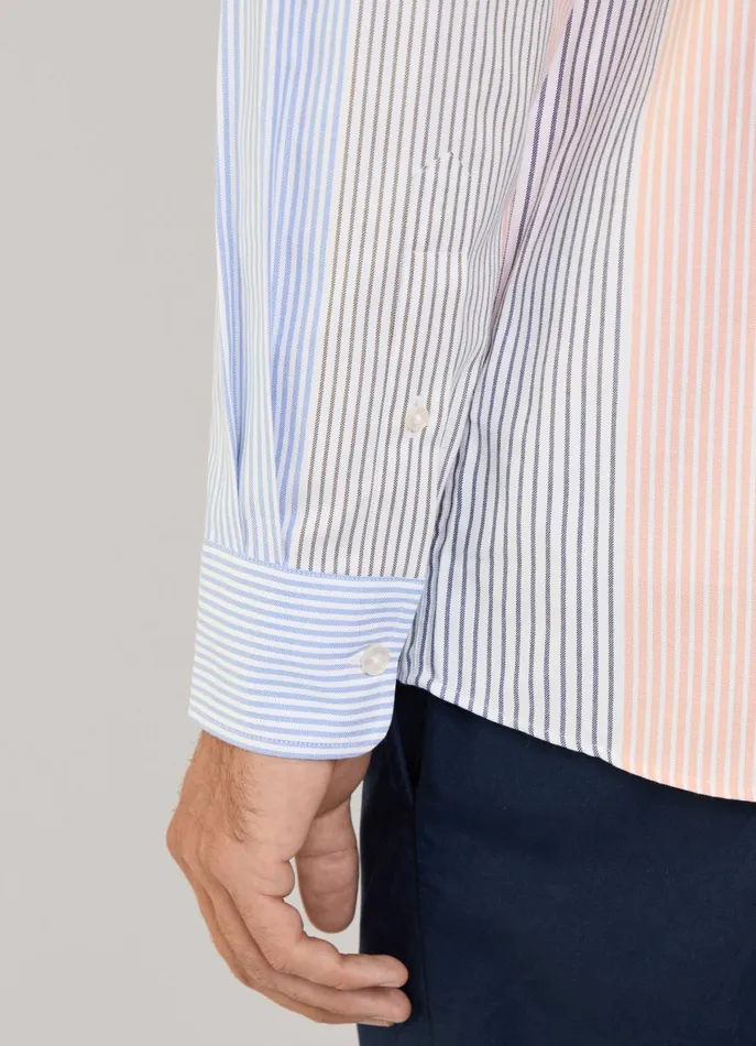 Men Iconic Shirts Faonnable Regular Fit Bayadere Striped Oxford Shirt Multi