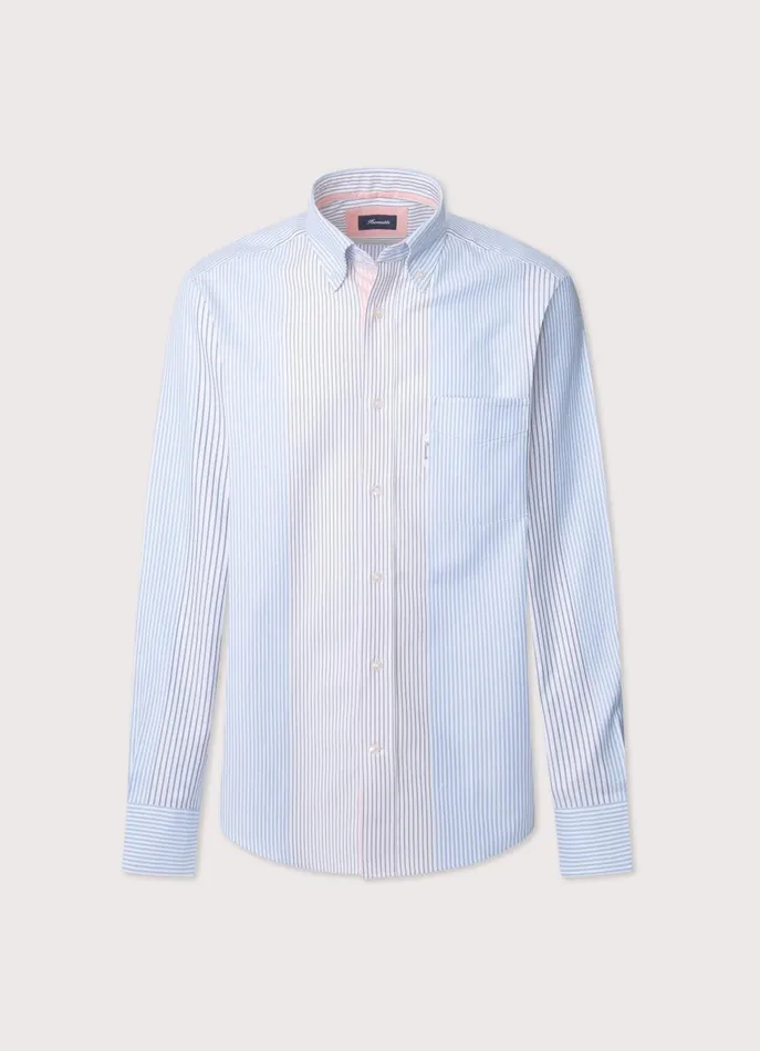 Men Iconic Shirts Faonnable Regular Fit Bayadere Striped Oxford Shirt Multi