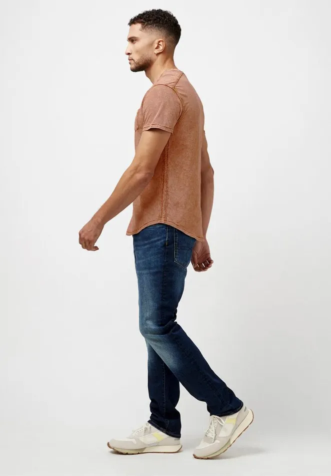 Men Kamiz Acid Wash Pocket TShirt Raw Umber Buffalo David Bitton Tops and Tees