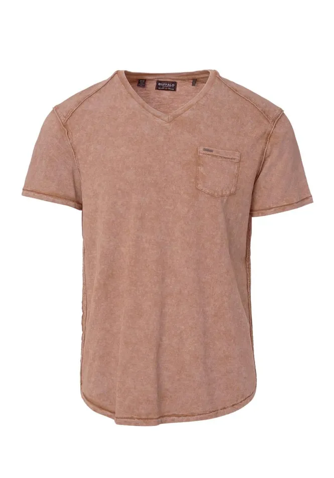 Men Kamiz Acid Wash Pocket TShirt Raw Umber Buffalo David Bitton Tops and Tees