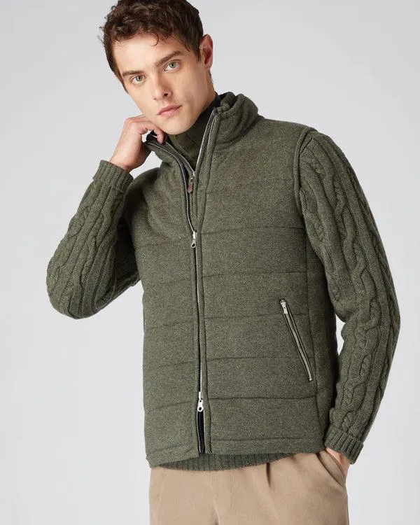 Men Men039s The Mall Quilted Cashmere GiletIn Moss Green Moss Green NPeal Gilets and Waistcoats
