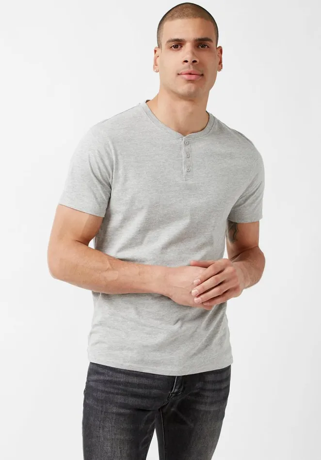 Men Newson Black Buttoned TShirt Black Buffalo David Bitton Underwear