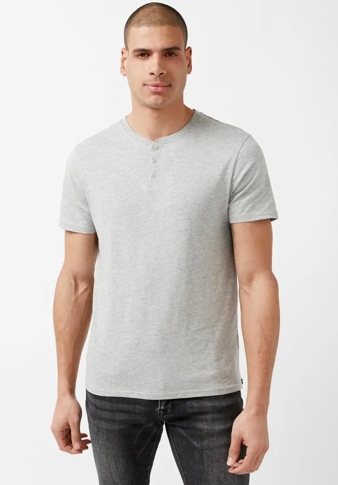 Men Newson Black Buttoned TShirt Black Buffalo David Bitton Underwear