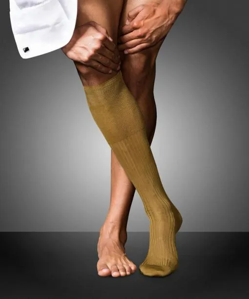 Men No 10 Pure Fil Dcosse Men Kneehigh Socks Brass FALKE Knee High Socks