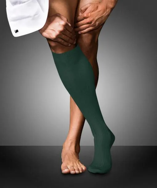 Men No 10 Pure Fil Dcosse Men Kneehigh Socks Hunter Green FALKE By Material