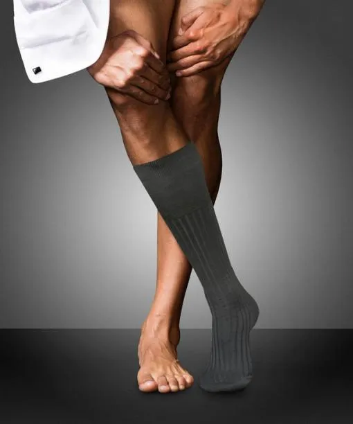 Men No 13 Finest Piuma Cotton Men Kneehigh Socks Anthracite Mel FALKE Knee High Socks