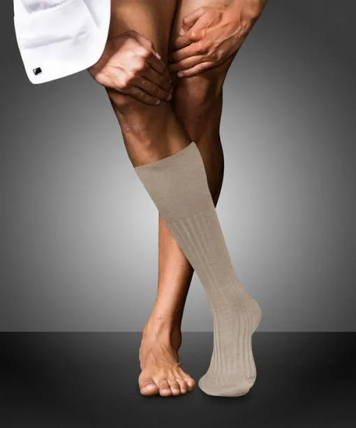 Men No 13 Finest Piuma Cotton Men Kneehigh Socks Wheat Mel FALKE Knee High Socks