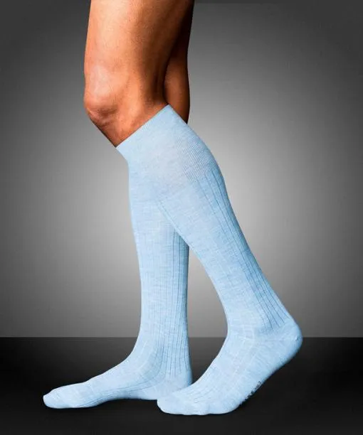 Men No 2 Finest Cashmere Men Kneehigh Socks Bleue Melange FALKE Knee High Socks