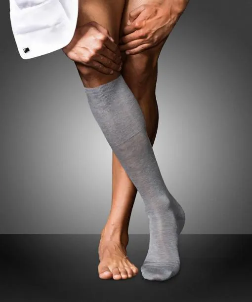 Men No 9 Pure Fil Dcosse Men Kneehigh Socks Light Greymel FALKE Knee High Socks