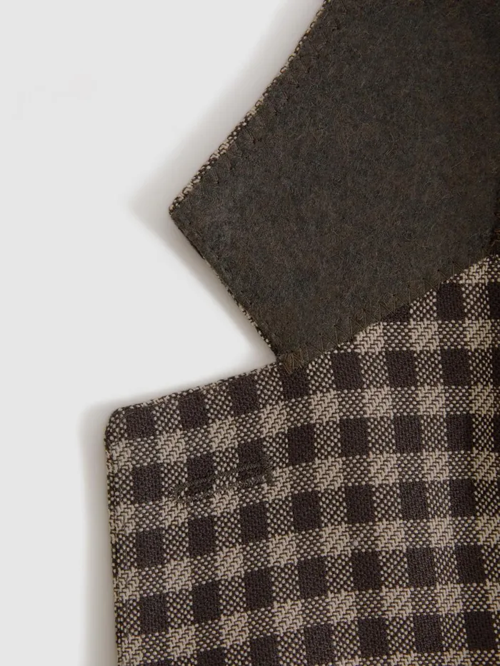 Men Reiss Blazers Nano Wool Blend Check Single Breasted Blazer Brown Multi
