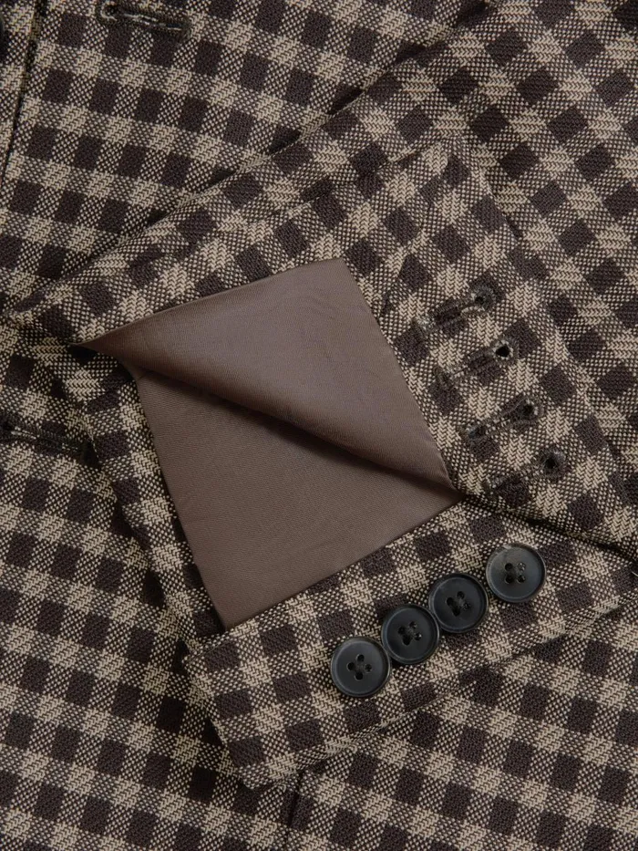 Men Reiss Blazers Nano Wool Blend Check Single Breasted Blazer Brown Multi