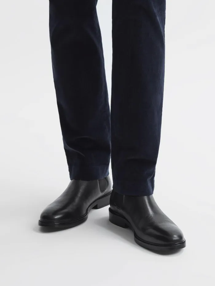 Men Reiss Casual Shoes Renor Leather Chelsea Boots Black