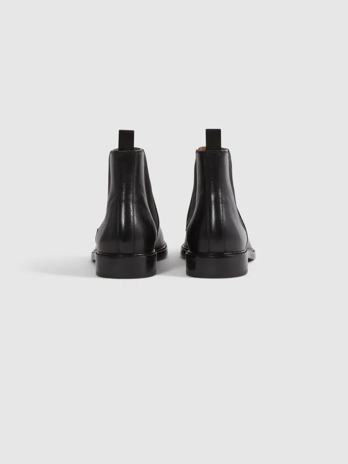 Men Reiss Casual Shoes Renor Leather Chelsea Boots Black