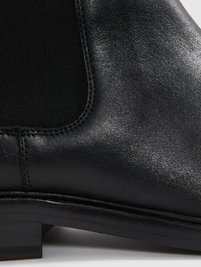 Men Reiss Casual Shoes Renor Leather Chelsea Boots Black