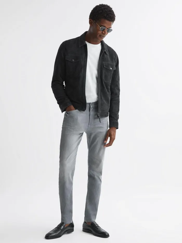 Men Reiss Jeans Harry Slim Fit Jersey Jeans Grey