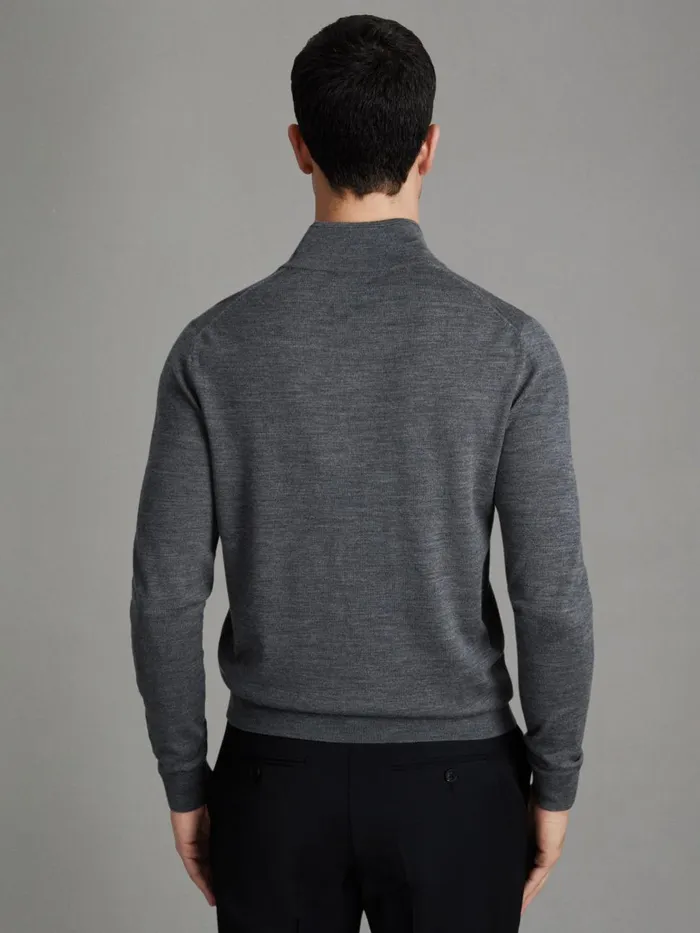 Men Reiss Knitwear Blackhall 2 Pack Two Pack Of Merino Wool ZipNeck Jumpers Navyderby Grey Marl