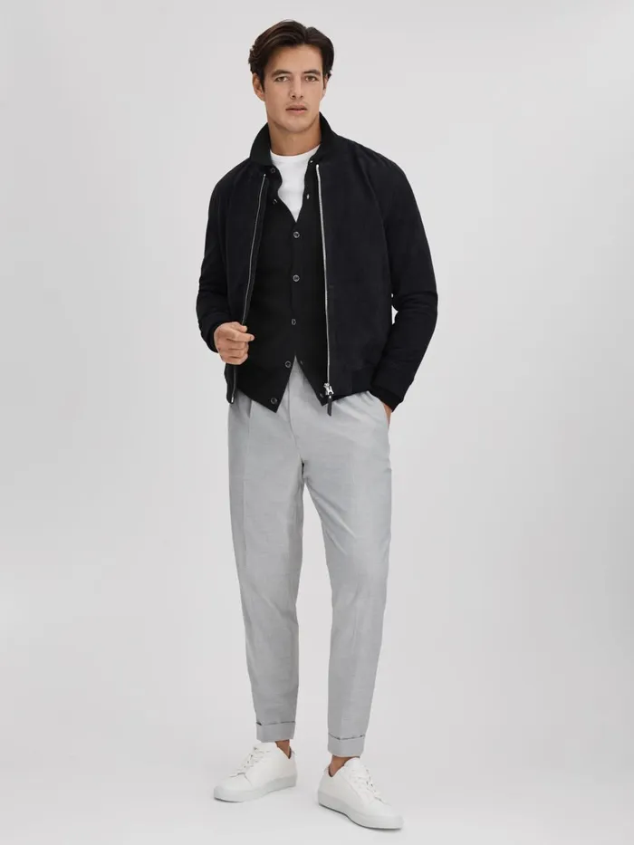 Men Reiss Knitwear Kiedler Ribbed Wool Cardigan Black