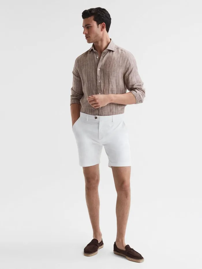 Men Reiss Shorts Wicket S Short Length Casual Chino Shorts White