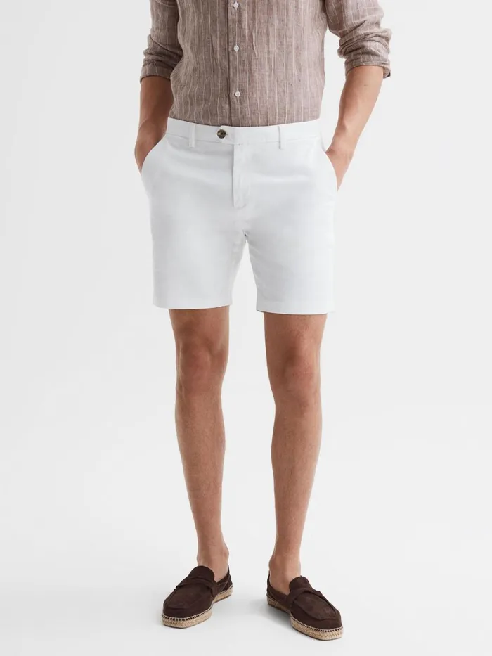 Men Reiss Shorts Wicket S Short Length Casual Chino Shorts White