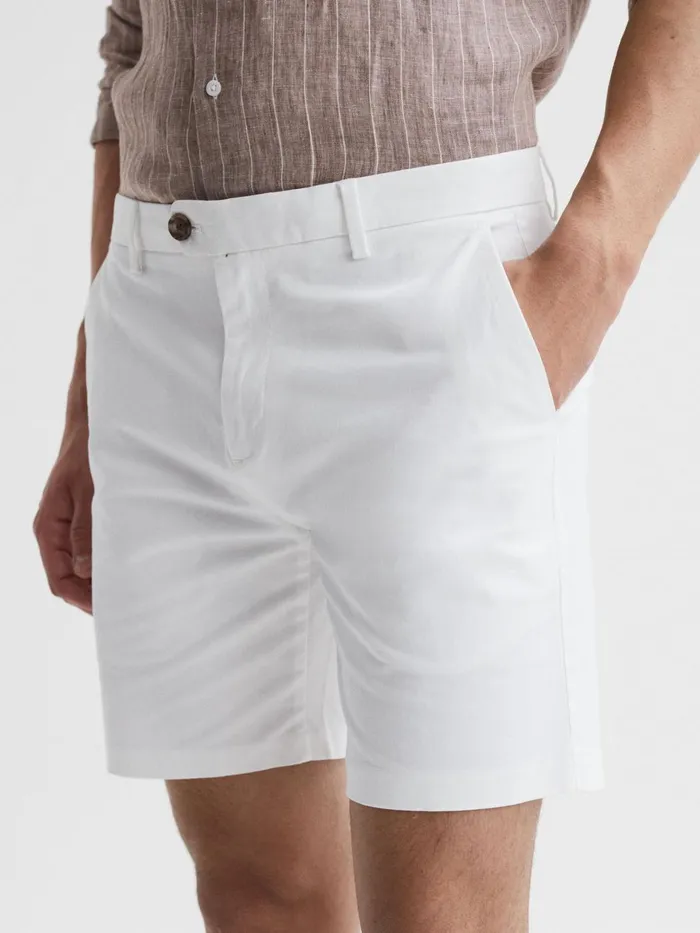 Men Reiss Shorts Wicket S Short Length Casual Chino Shorts White