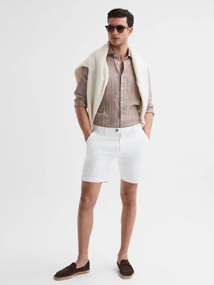 Men Reiss Shorts Wicket S Short Length Casual Chino Shorts White